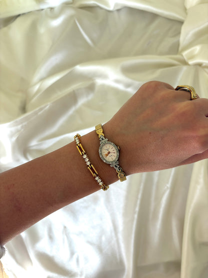 Gold Watch Stack with Earrings